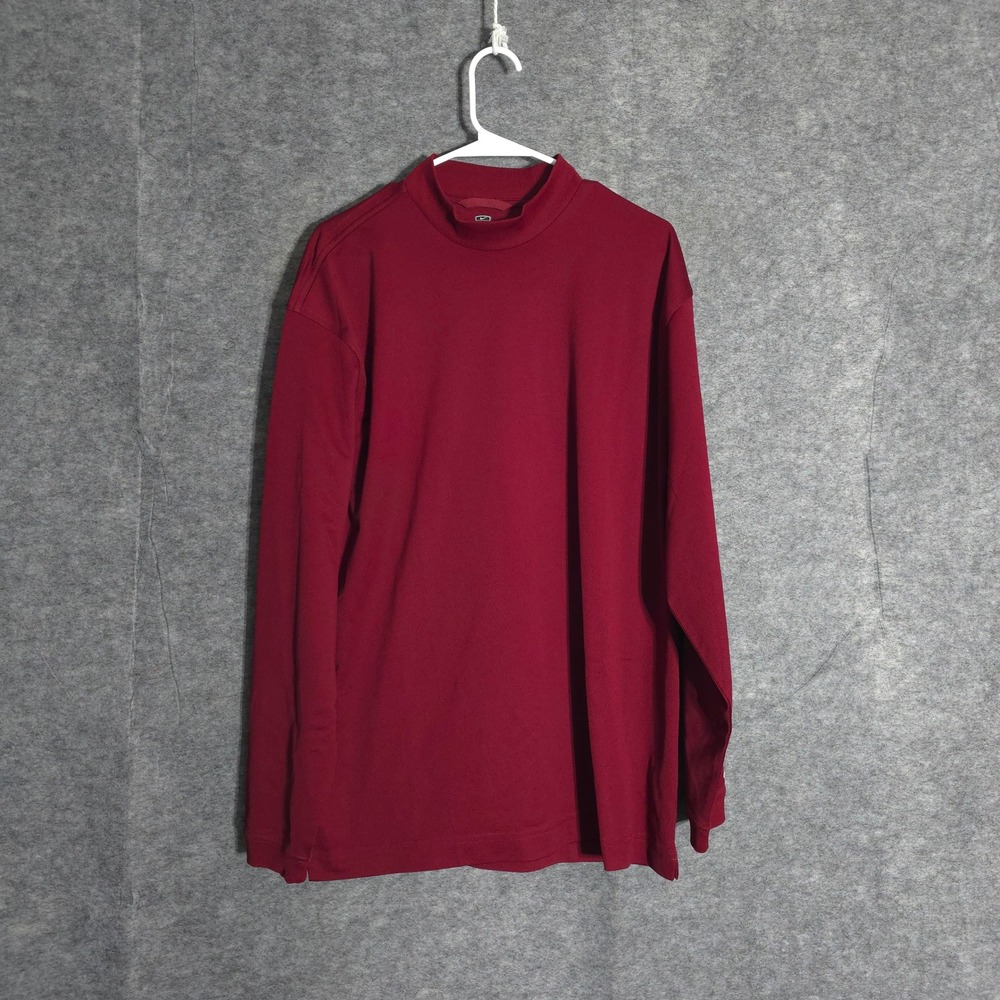 Nike Golf Mock Neck Shirt Mens Large Burgundy Long Sleeve Fit Dry 231353-677 L